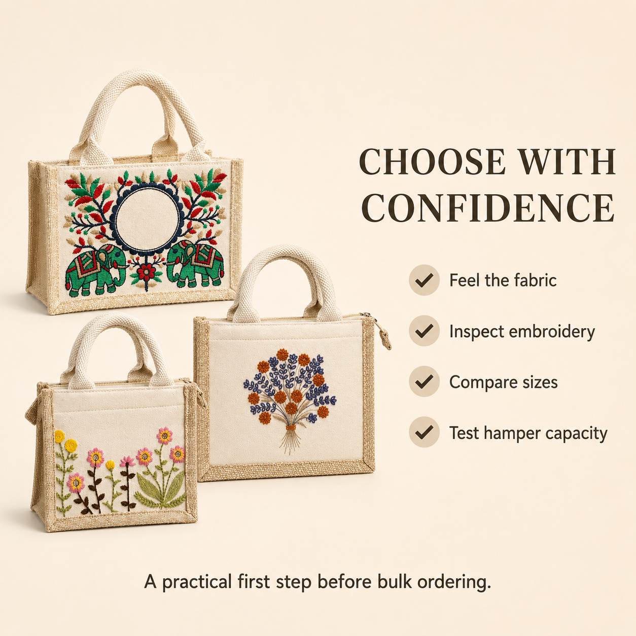 Mini Embroidered Hamper Bag Sample Kit