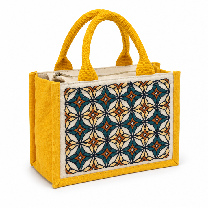 Mosaic Bloom Embroidered Hamper Bag