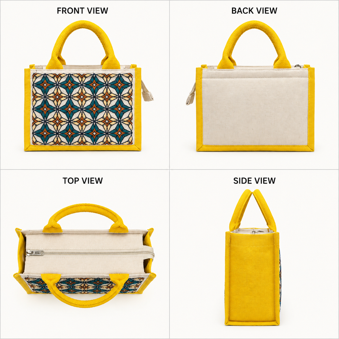 Mosaic Bloom Embroidered Hamper Bag