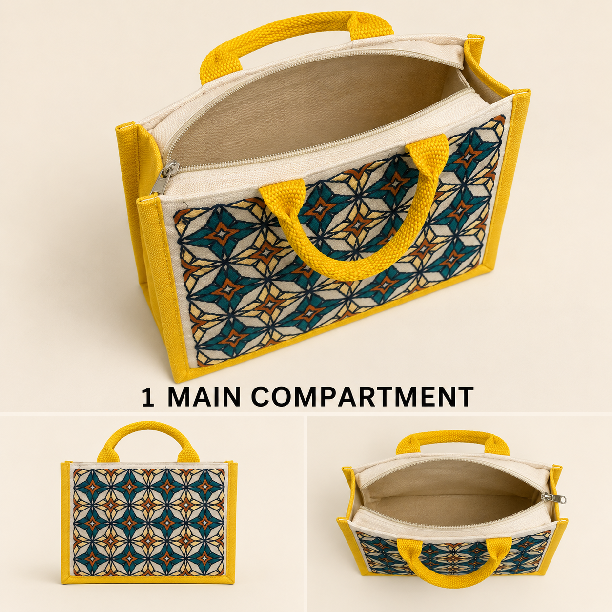 Mosaic Bloom Embroidered Hamper Bag