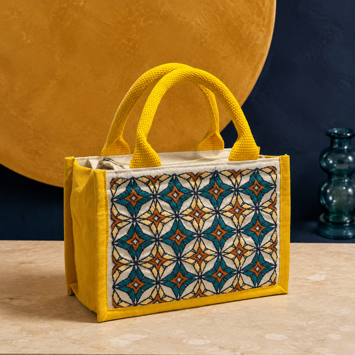Mosaic Bloom Embroidered Hamper Bag