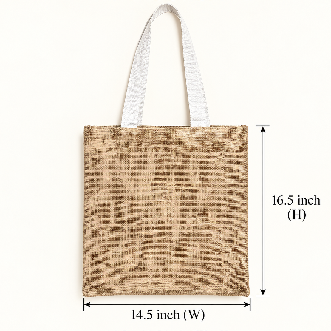 Plain 14.5x16.5 Natural Beige Jute Tote Bag