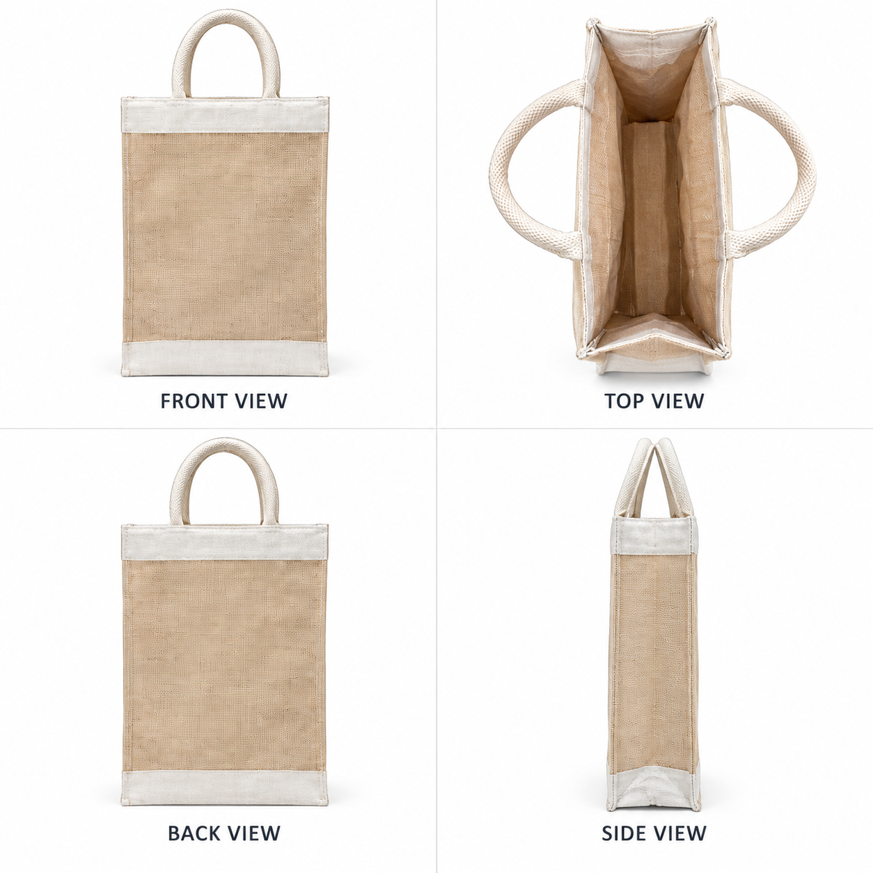 Plain 13x15.5x4.5 Natural Tall Juco & Canvas Tote Bag with Rope Handles