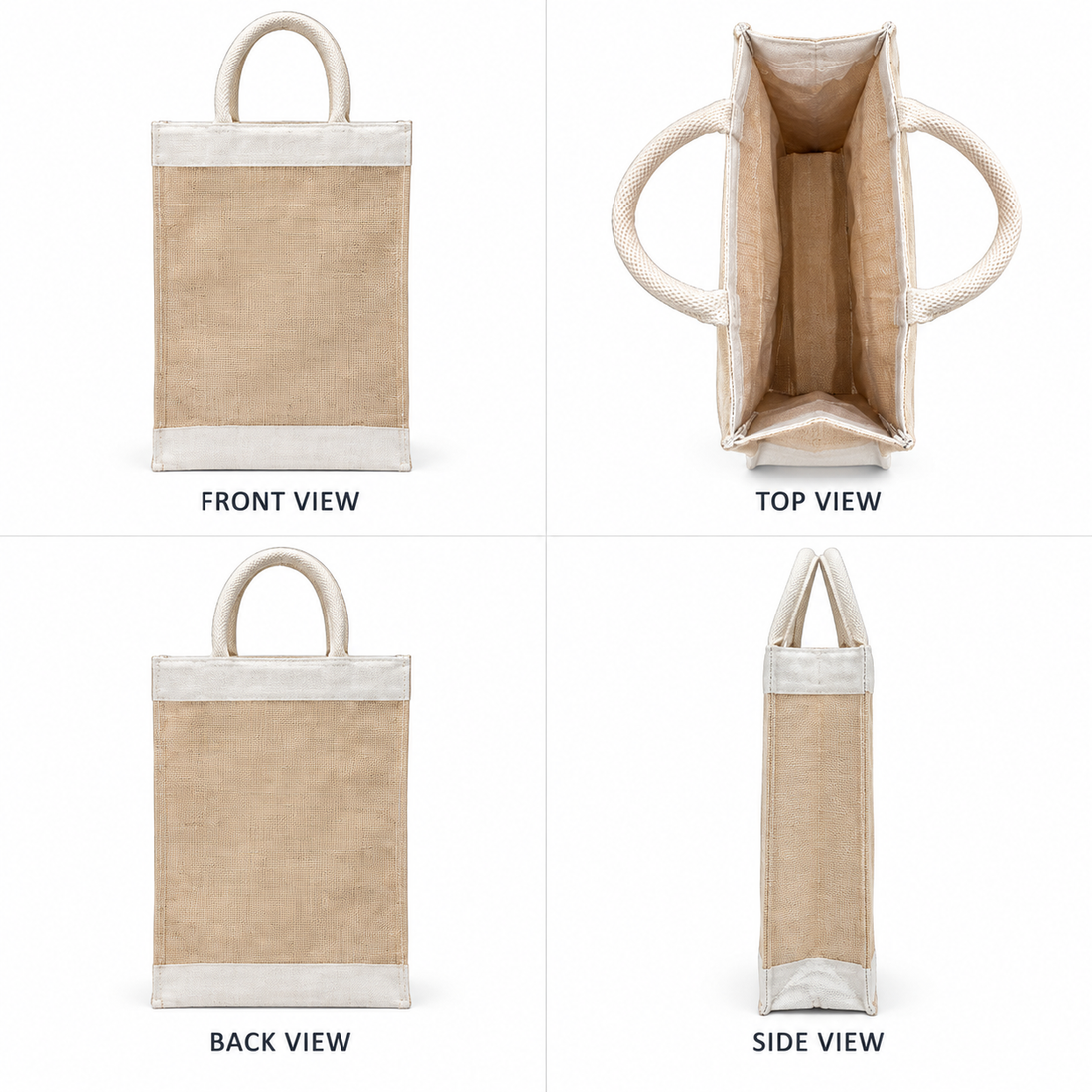 Plain 13x15.5x4.5 Natural Tall Juco & Canvas Tote Bag with Rope Handles