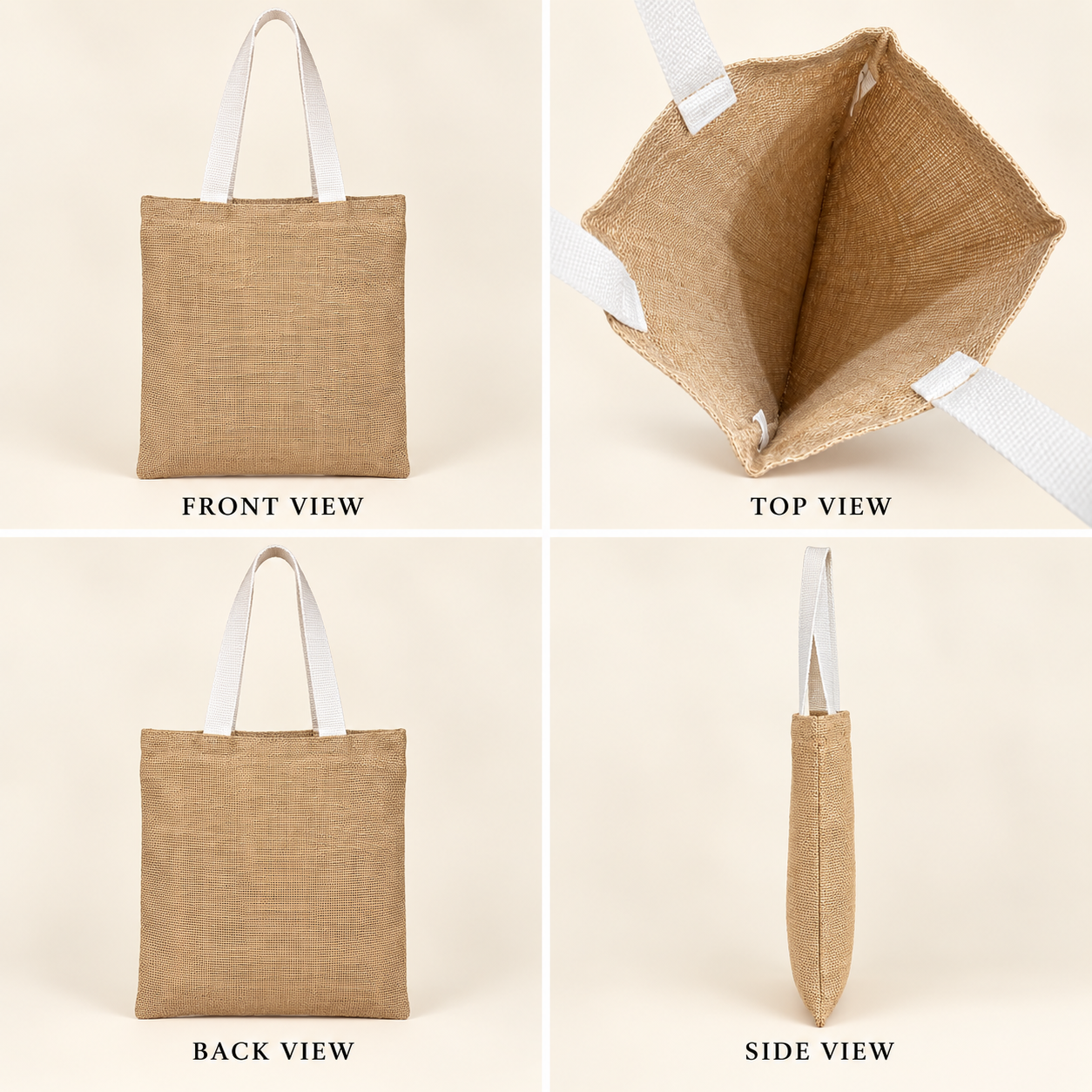 Plain 14.5x16.5 Natural Beige Jute Tote Bag