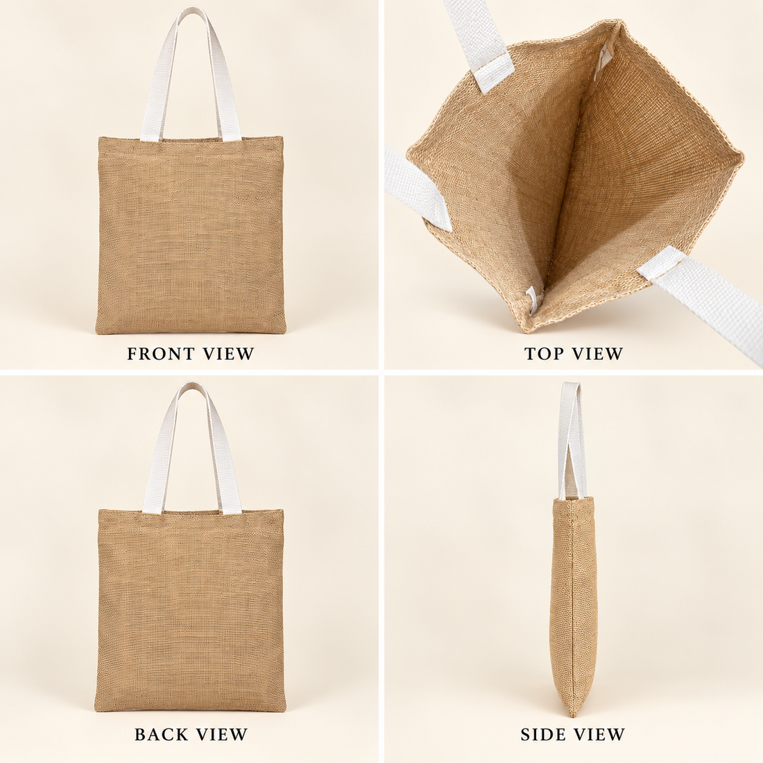 Plain 14.5x16.5 Natural Beige Jute Tote Bag