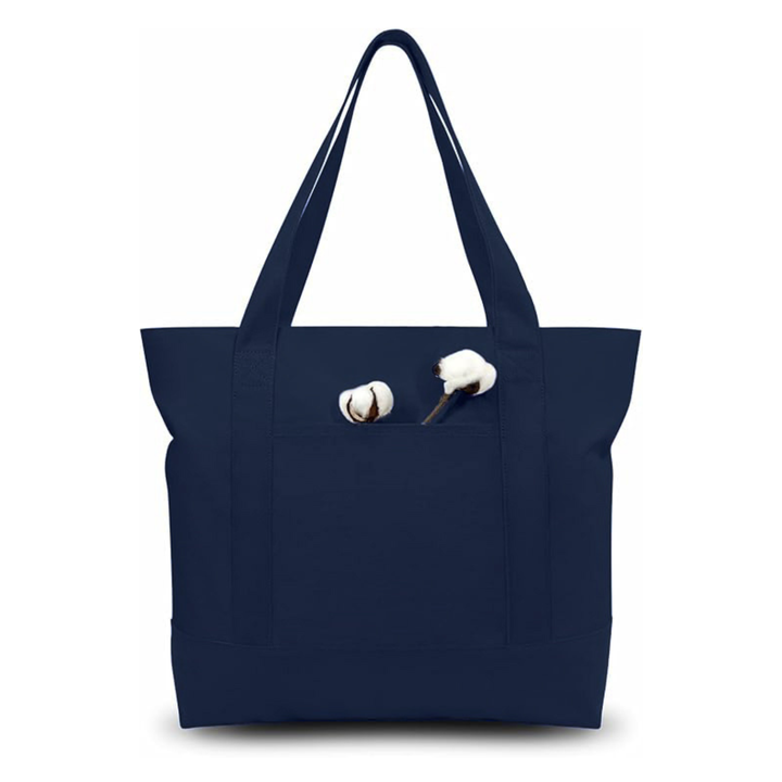 Navy Blue Large Canvas Tote Bag | (19" x 15" x 6") Inch