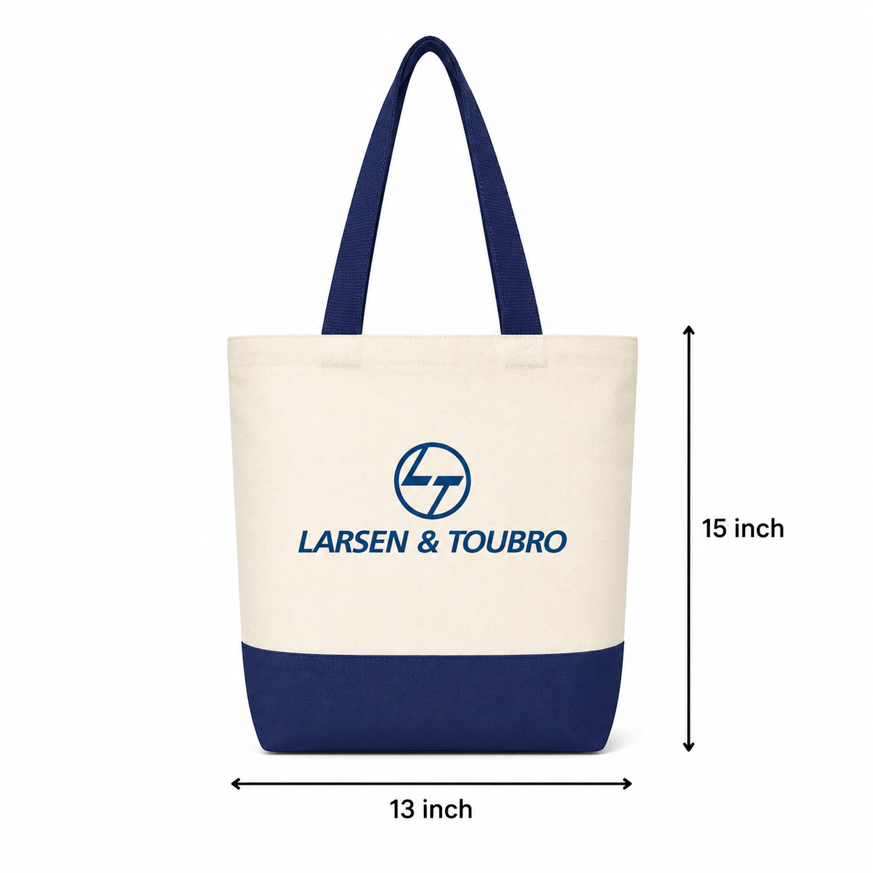 Custom 13"x15" Navy Blue & Beige Tote Bag | 330 GSM