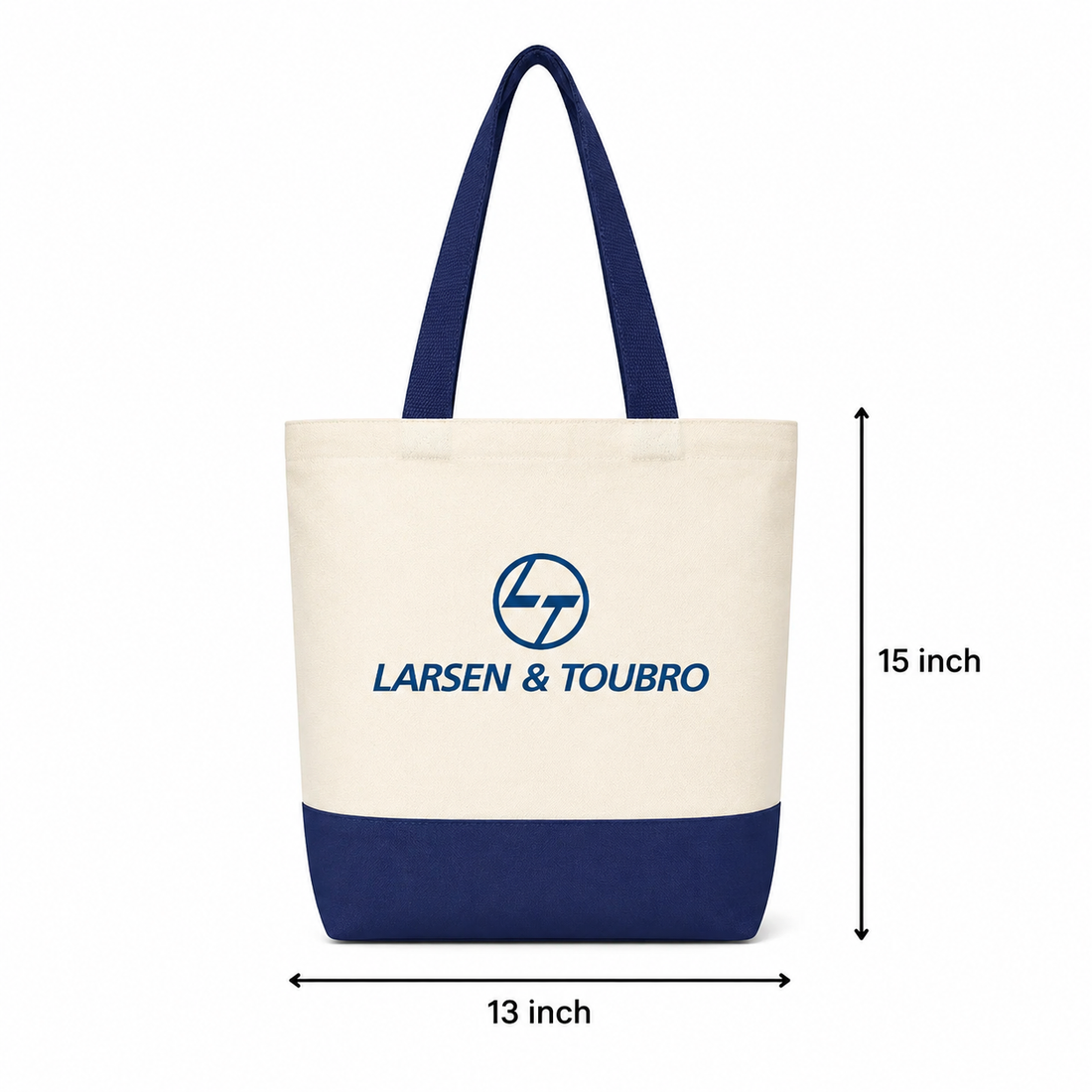 Custom 13"x15" Navy Blue & Beige Tote Bag | 330 GSM