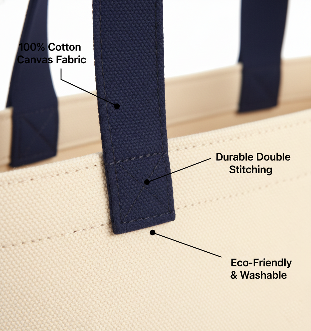 Navy Blue & Beige Tote Bag