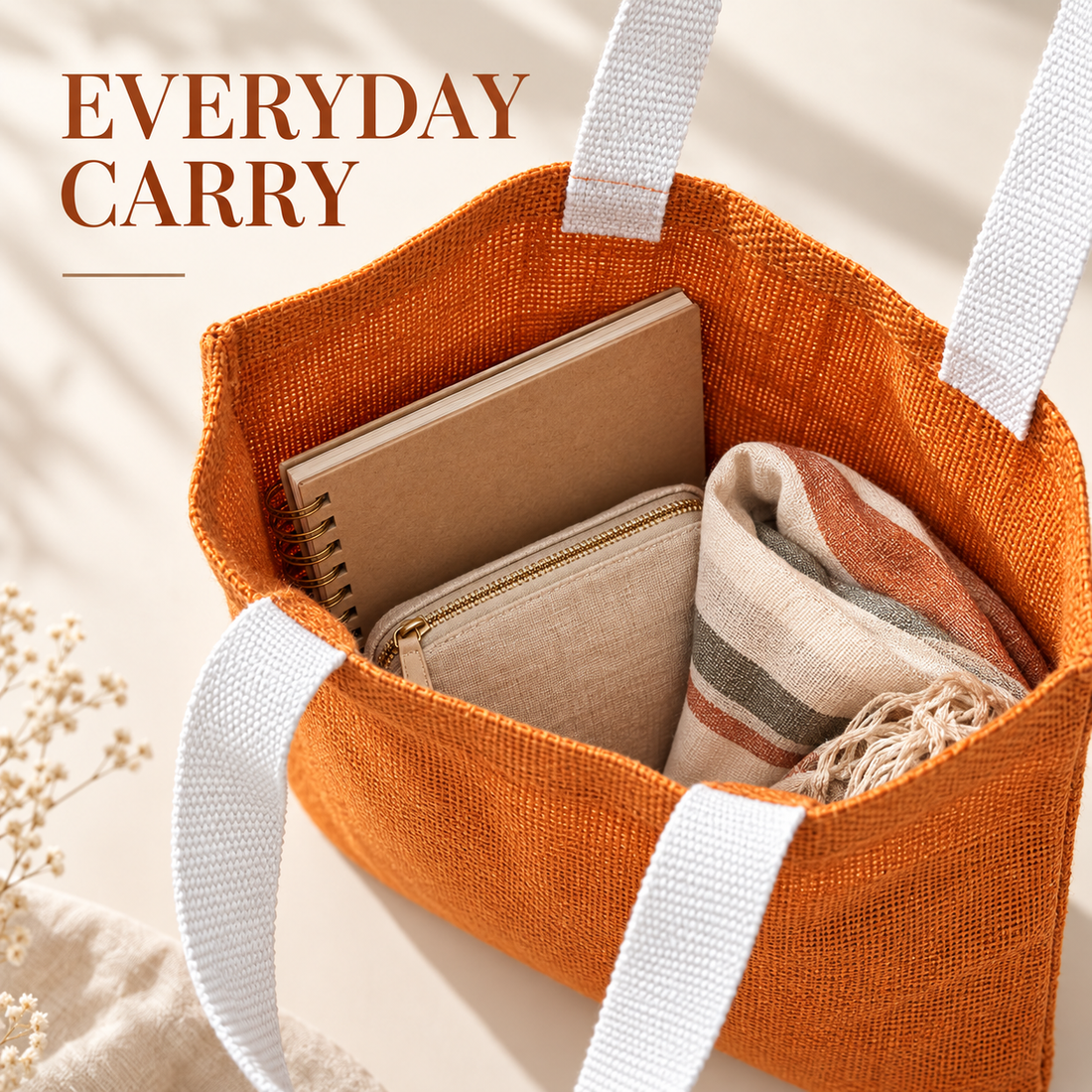 14.5x16.5 Rust Orange Jute Tote Bag