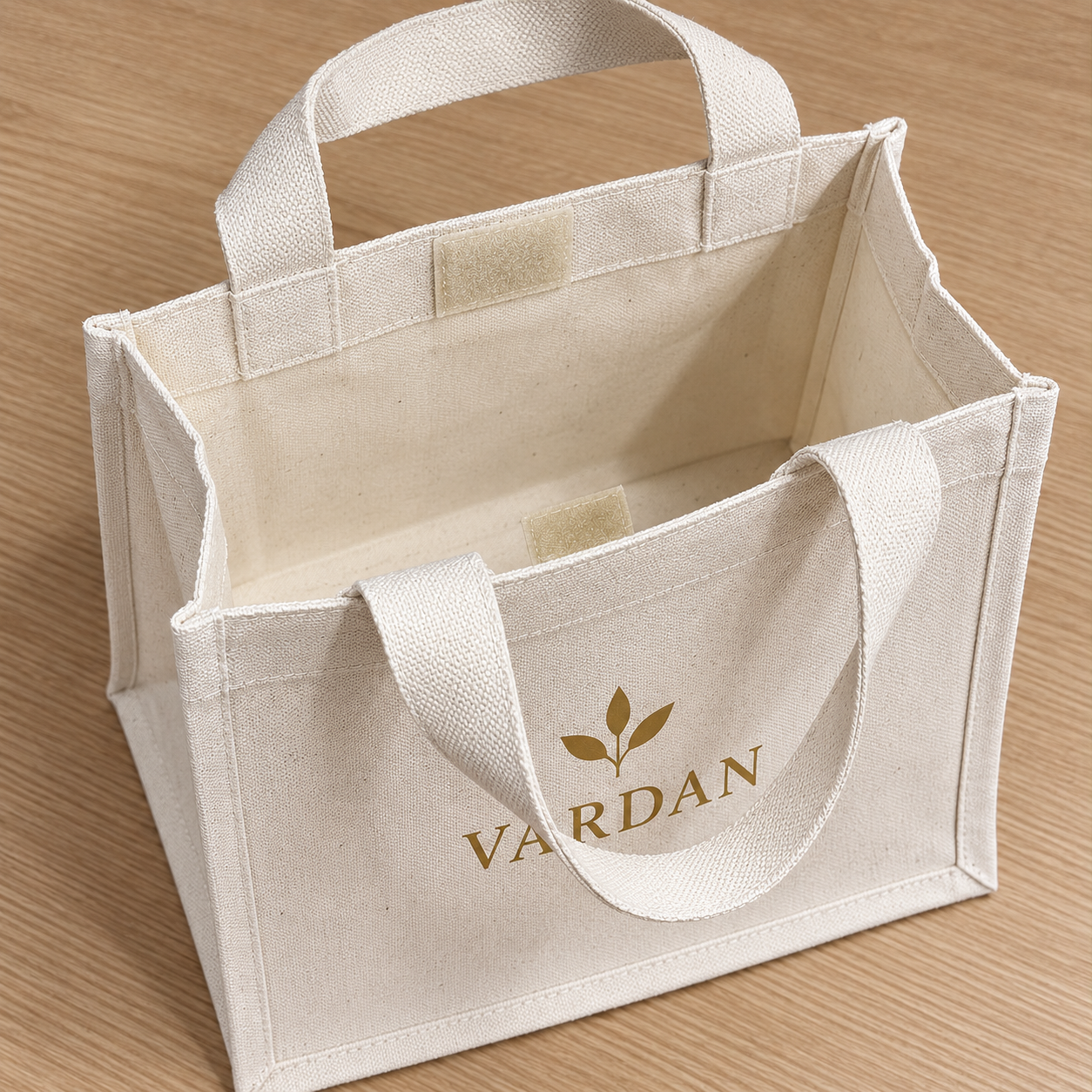 9x8.5x5.5 Natural Mini Cotton Canvas Box Tote | 220 GSM