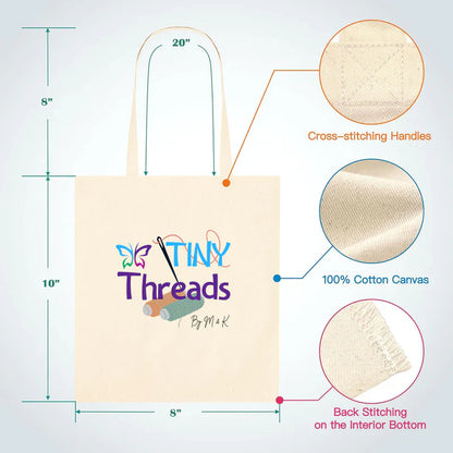 10x8 Inch Cotton Canvas Tote Bag