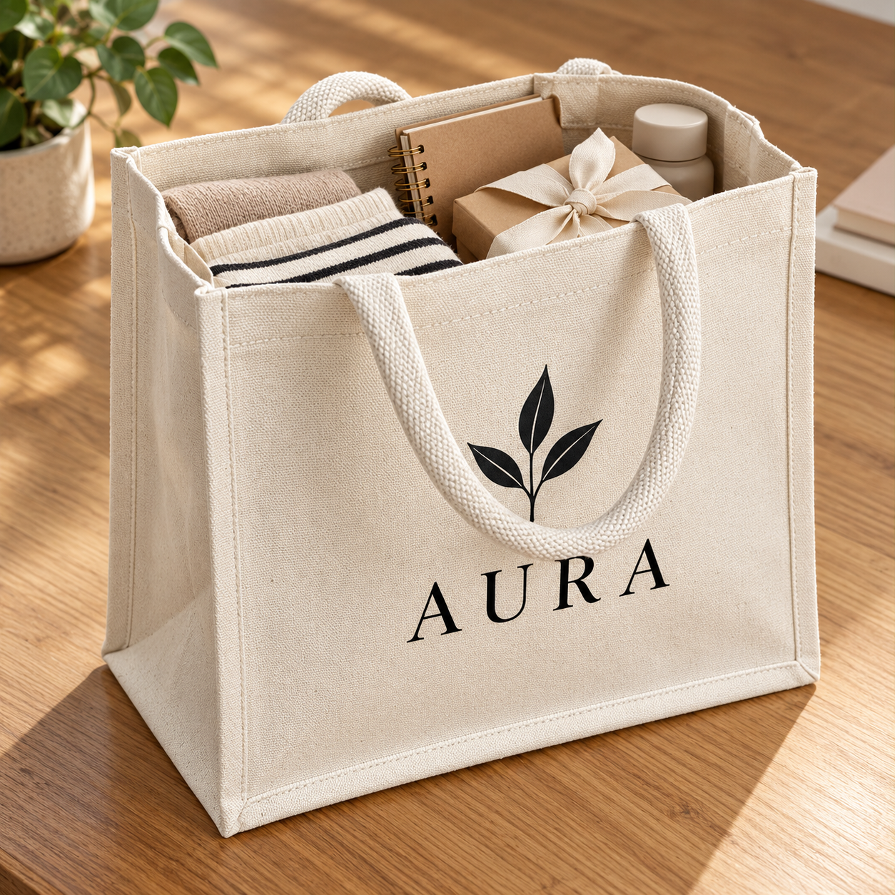 12x12x6 Ivory Laminated Canvas Gift Bag | 310 GSM