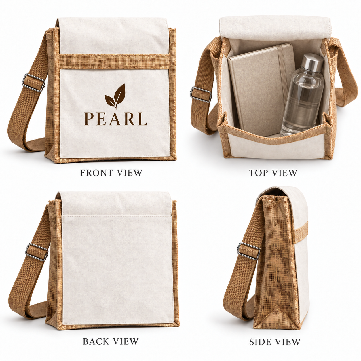 Natural Jute & Canvas Laptop messenger Bag | 220 GSM