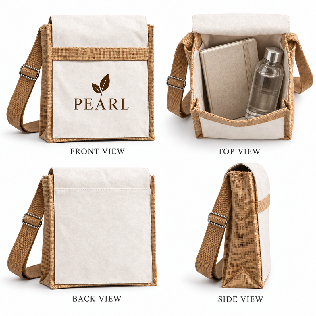 Natural Jute & Canvas Laptop messenger Bag | 220 GSM