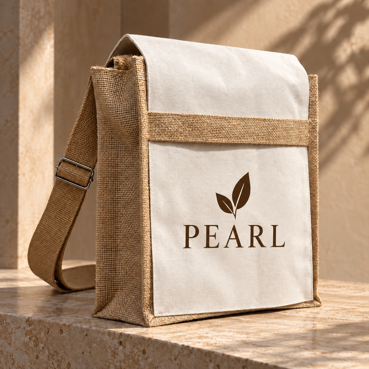 Natural Jute & Canvas Laptop messenger Bag | 220 GSM