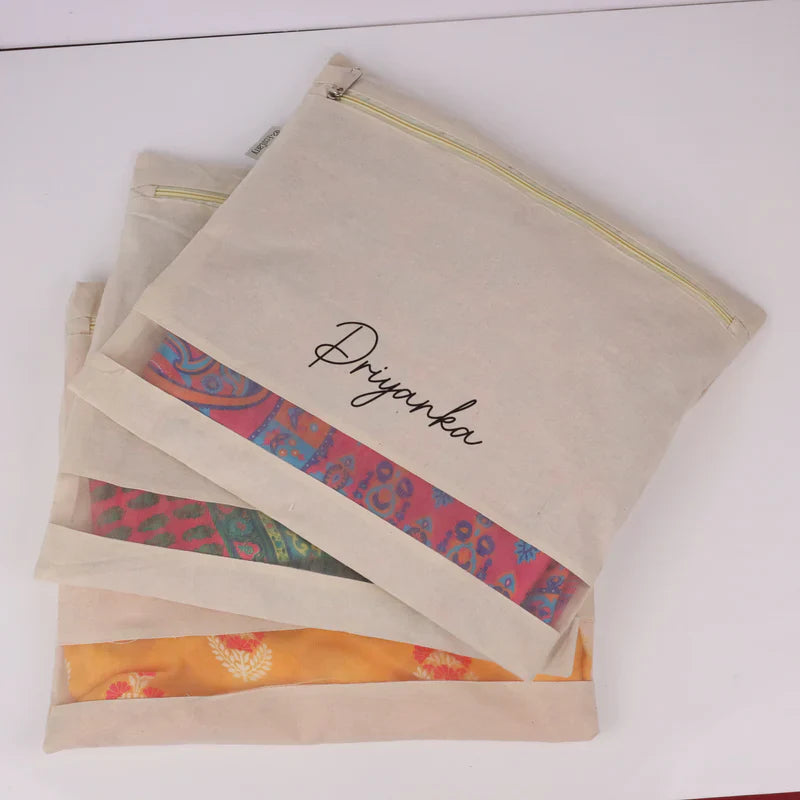 16x14 Inch Cotton Saree Cover With Name