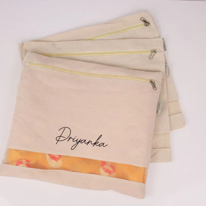 16x14 Inch Cotton Saree Cover With Name