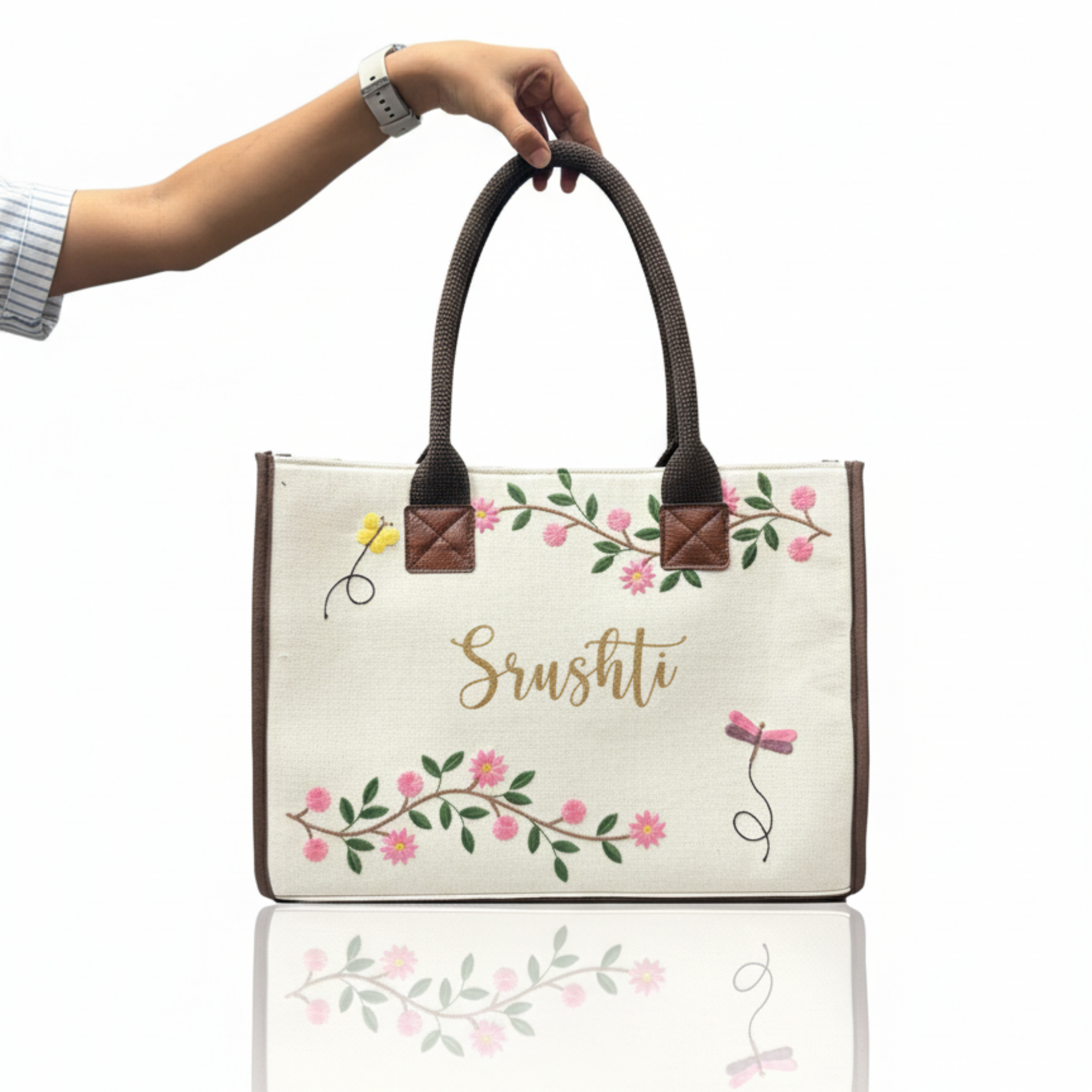 Personalised Twin Petal Tote Bag