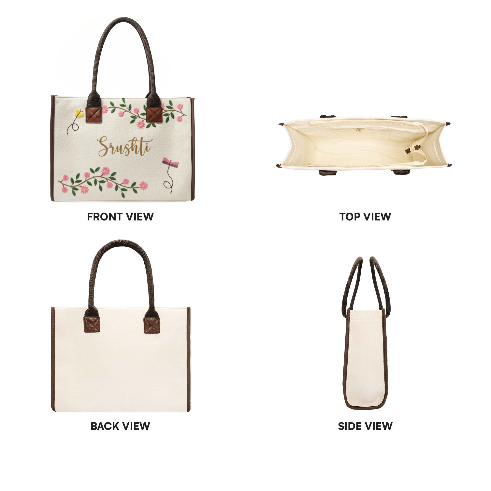 Personalised Twin Petal Tote Bag