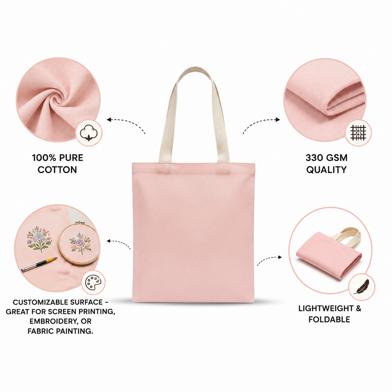 13"x15" Pink Tote Bag