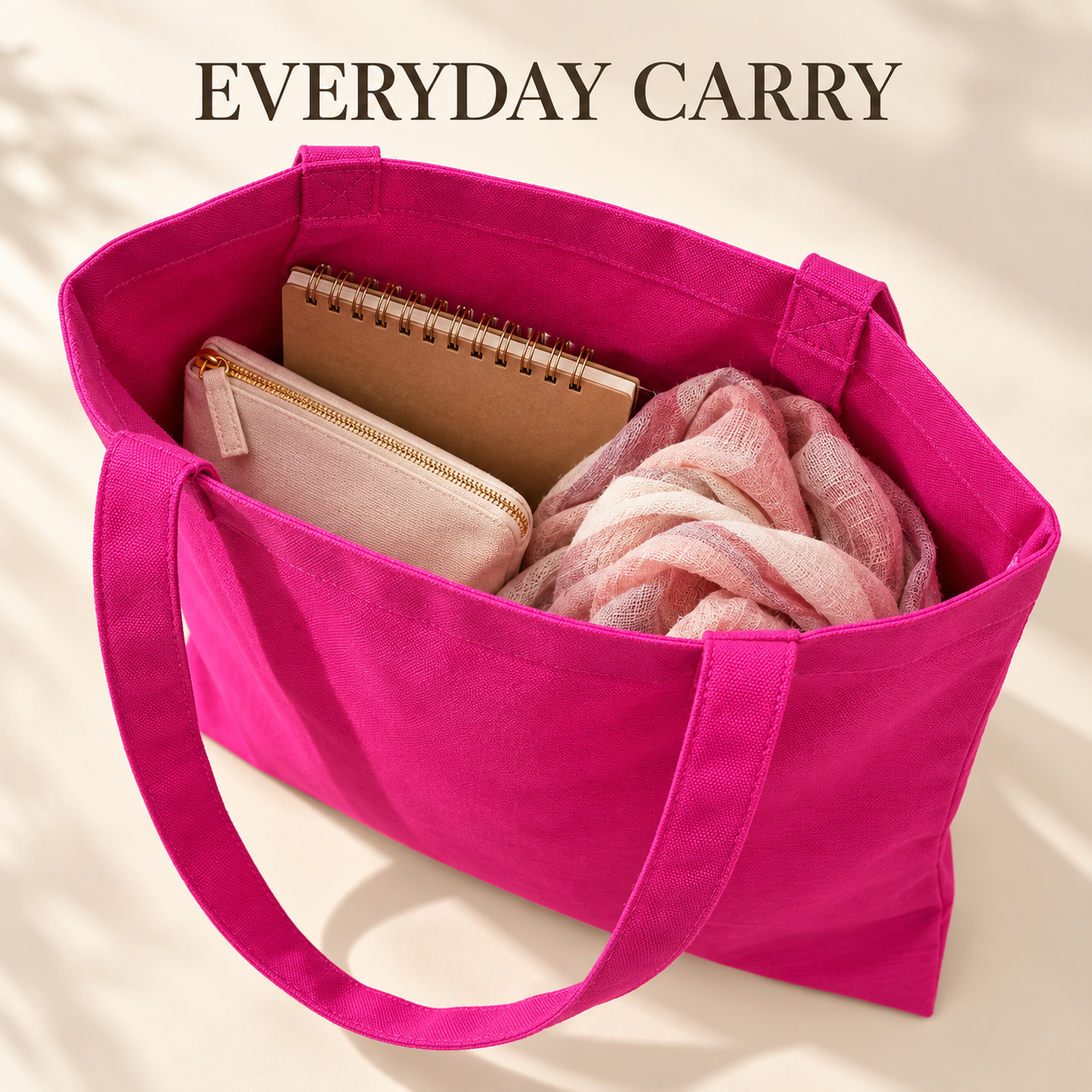 Plain 14.5x15.5 Pink Cotton Canvas Tote Bag | 350 GSM