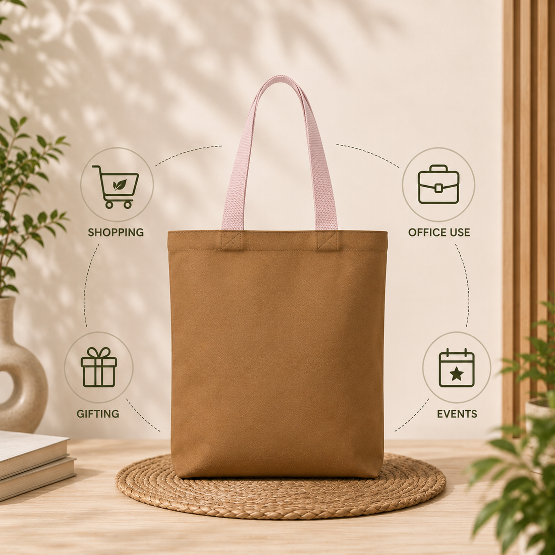 13"x15" Brown Tote Bag