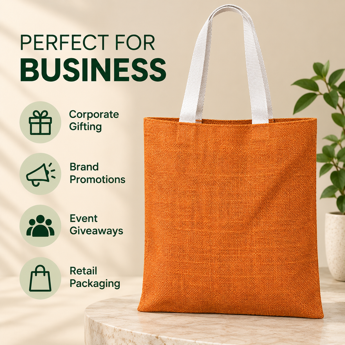 Plain 14.5x16.5 Rust Orange Jute Tote Bag