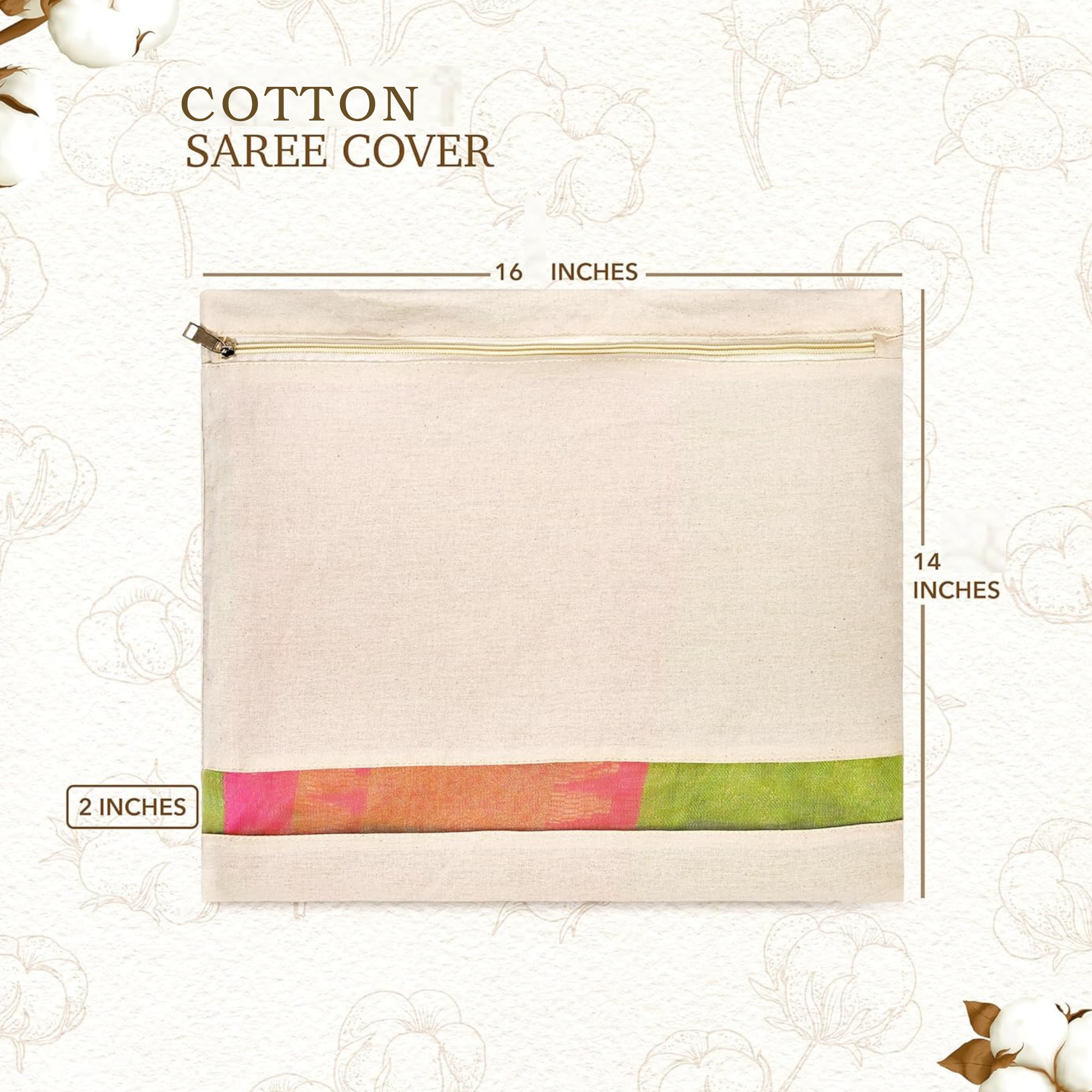 16x14 Inch Cotton Saree Cover