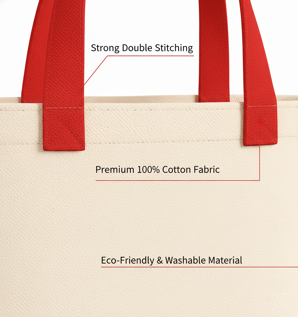 Red & Beige Tote Bag