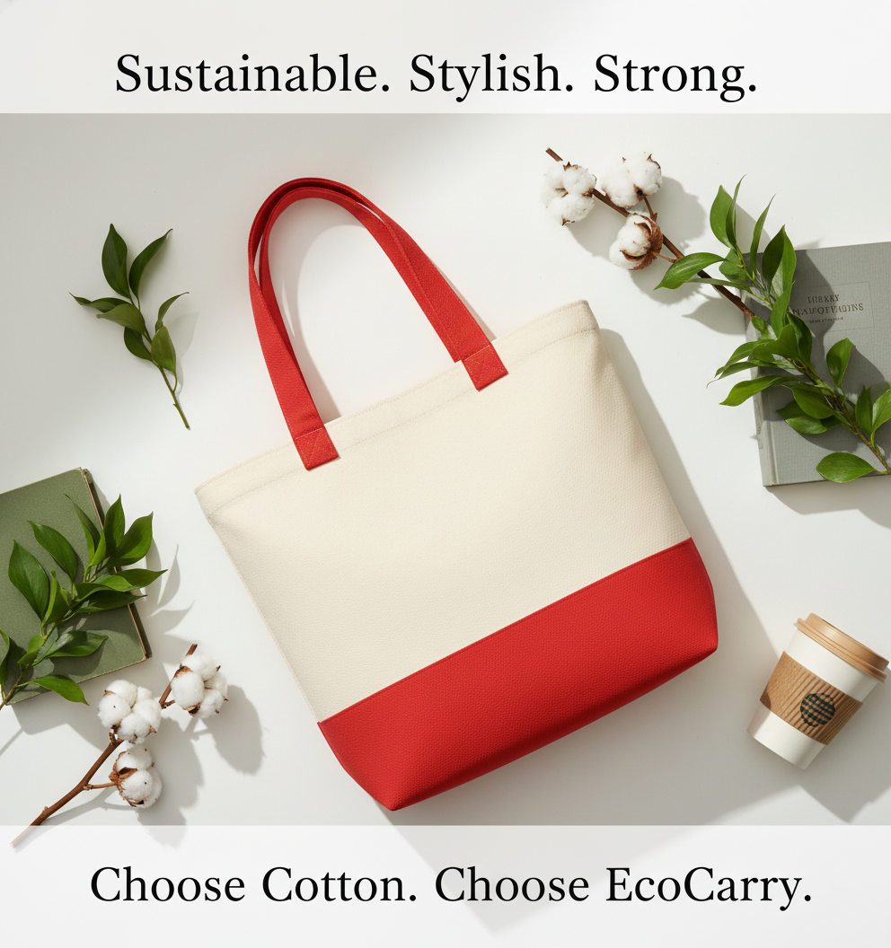 Red & Beige Tote Bag