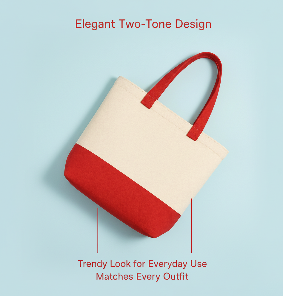 Red & Beige Tote Bag