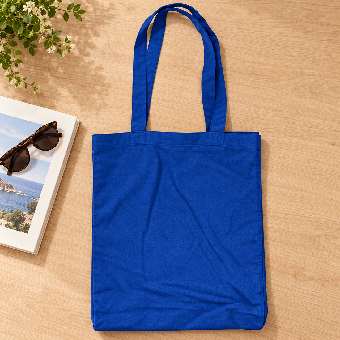 Plain 13x15.5x4.5 Navy Blue Gusseted Cotton Tote Bag | 150 GSM