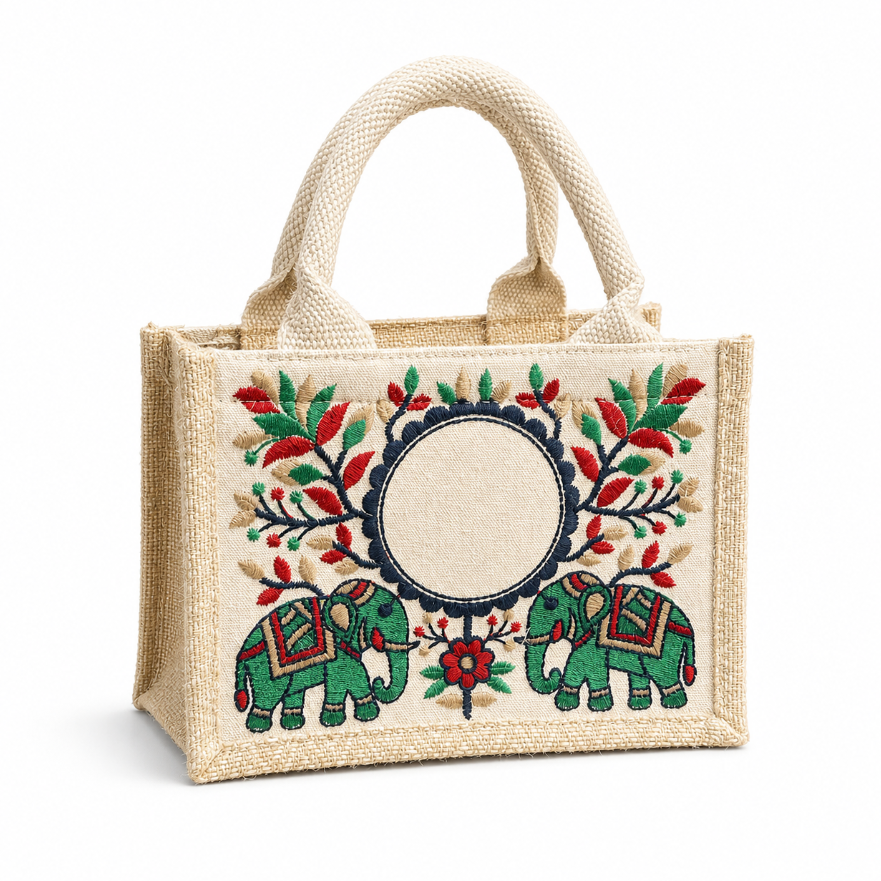 Royal Elephant Embroidered Hamper Bag