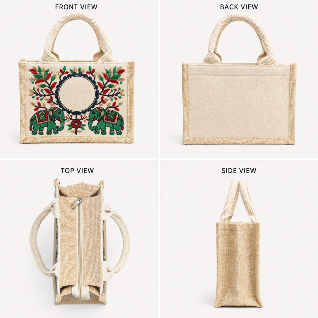 Royal Elephant Embroidered Hamper Bag
