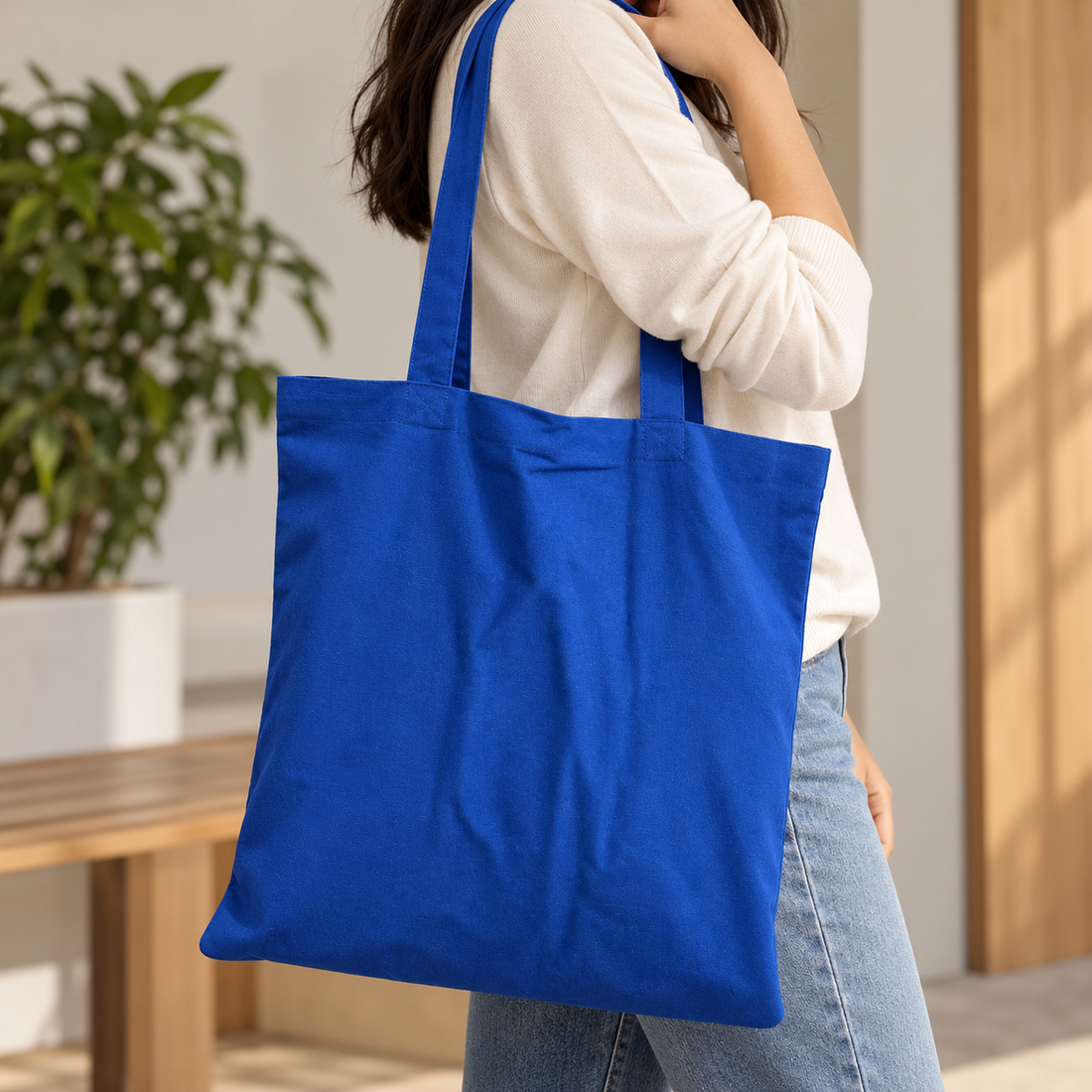 Plain 14.5x15.5 Navy Blue Cotton Tote Bag | 150 GSM