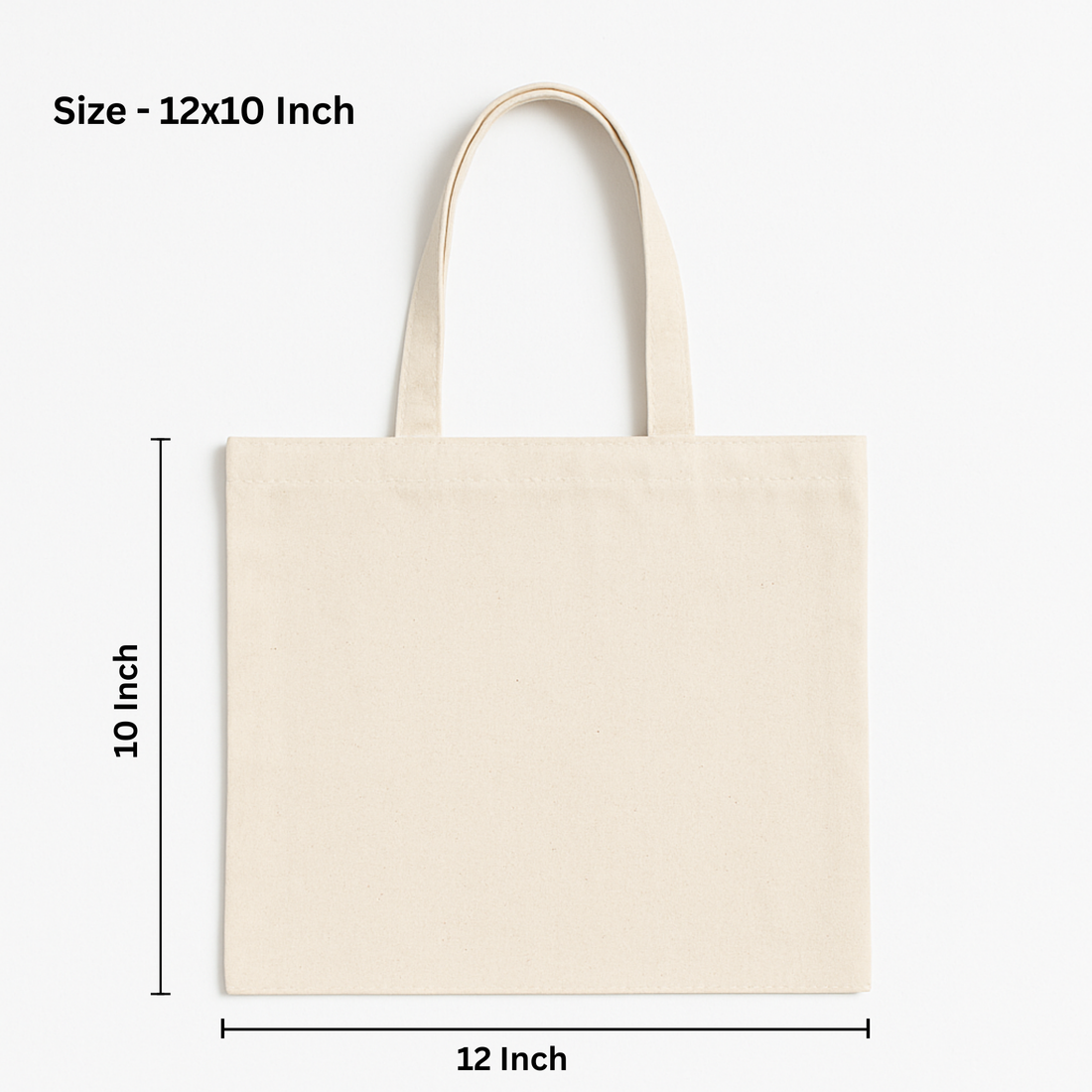 12x10 Inch Cotton Canvas Tote Bag