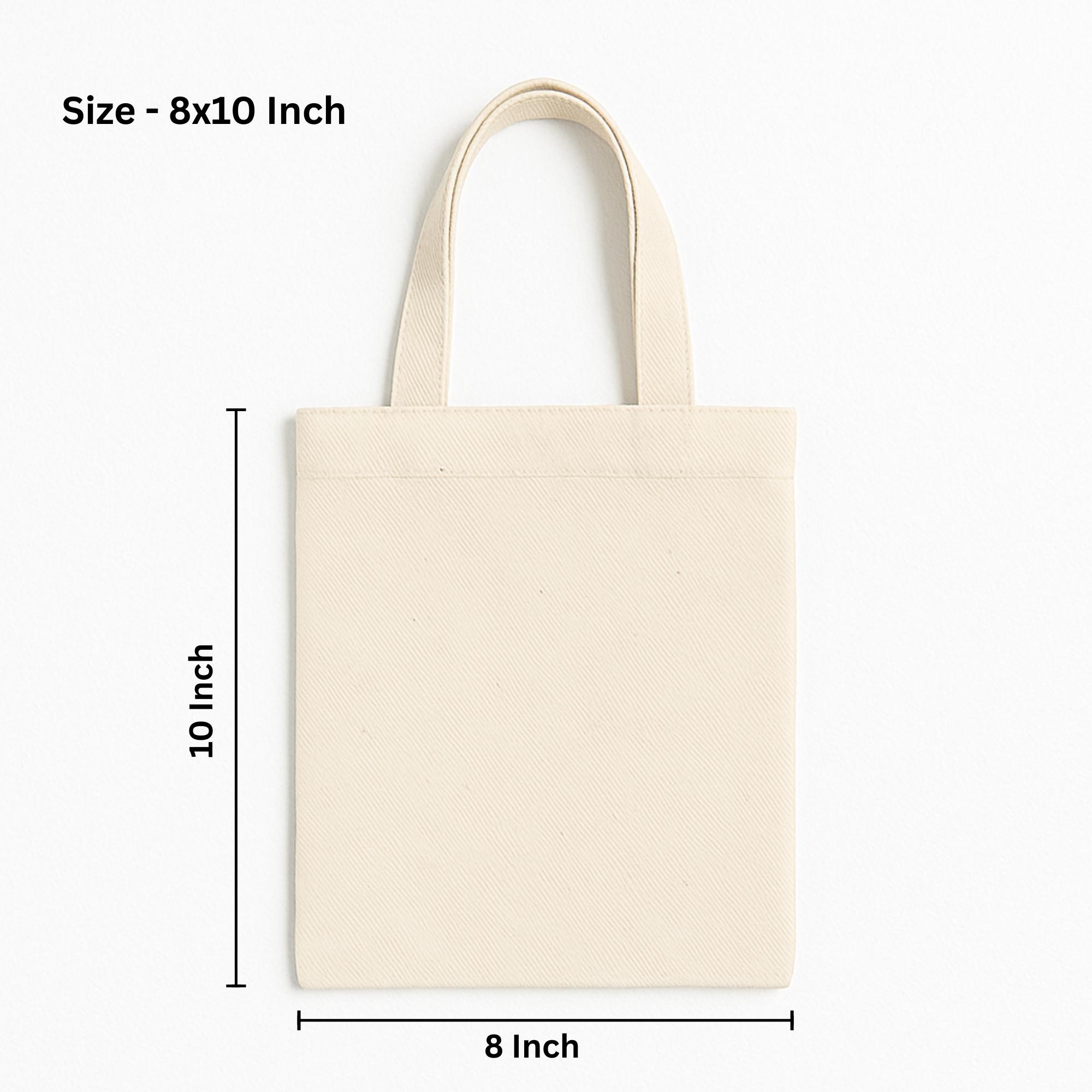 8x10 Inch Cotton Canvas Tote Bag