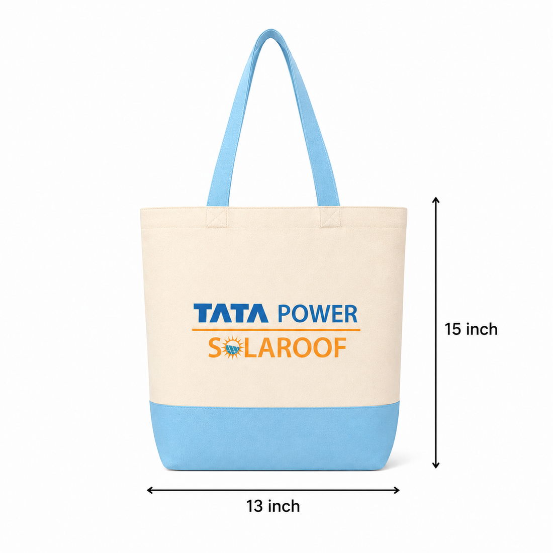 Custom 13"x15" Sky Blue & Beige Tote Bag | 330 GSM