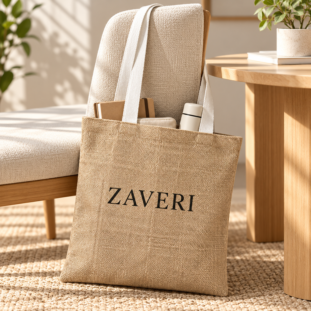 14.5x16.5 Natural Beige Jute Tote Bag