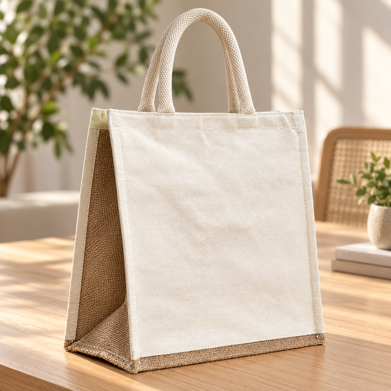 Plain 12x13.5x6.5 Natural Insulated Canvas Cooler Bag | 310 GSM