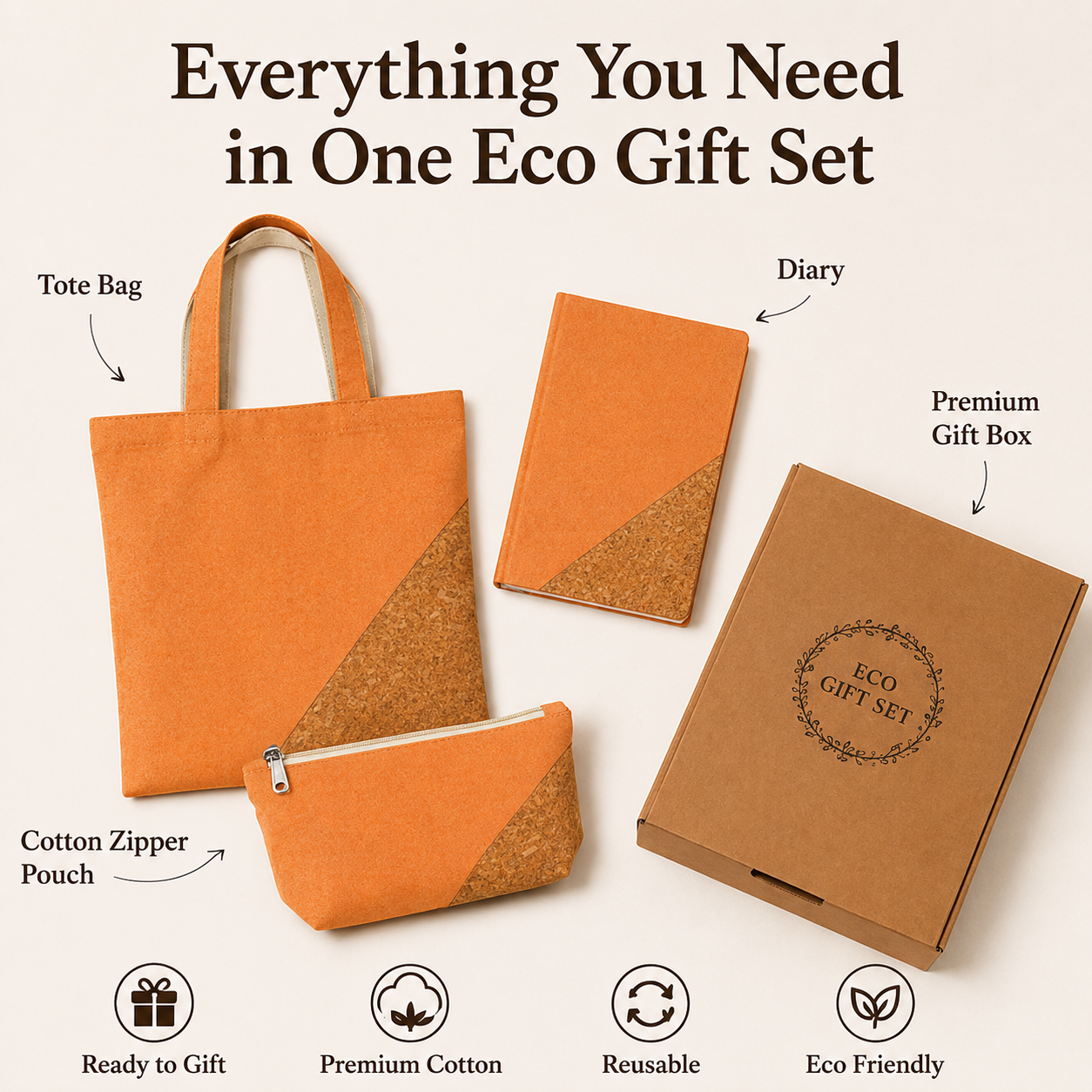Terracotta & Natural Cork Eco Gift Set