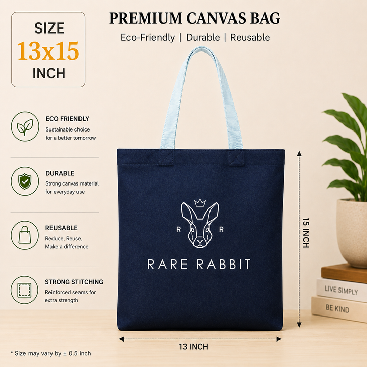 Custom 13"x15" Navy Blue Tote Bag | 330 GSM