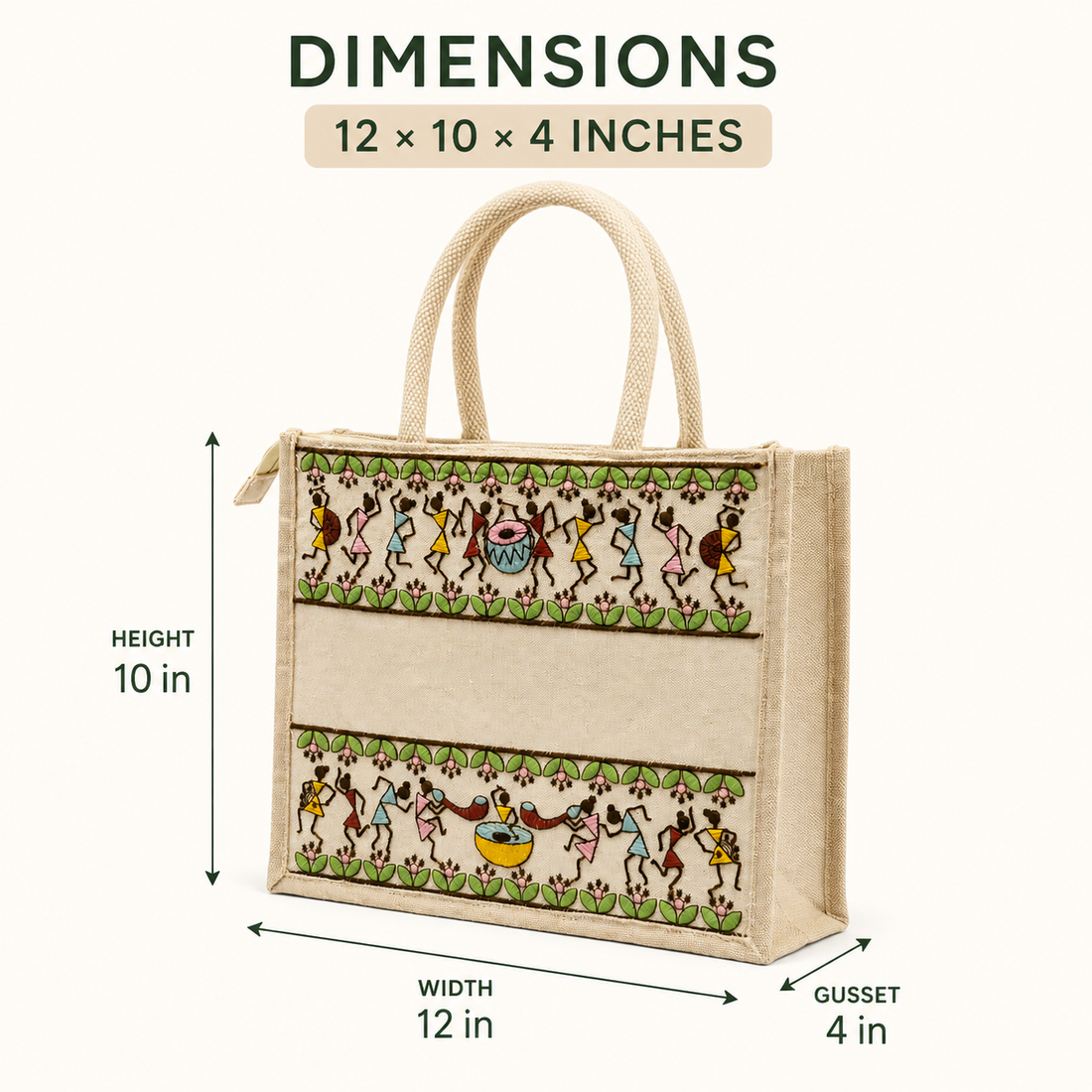 Tribal Beats Warli Hamper Bag - Beige