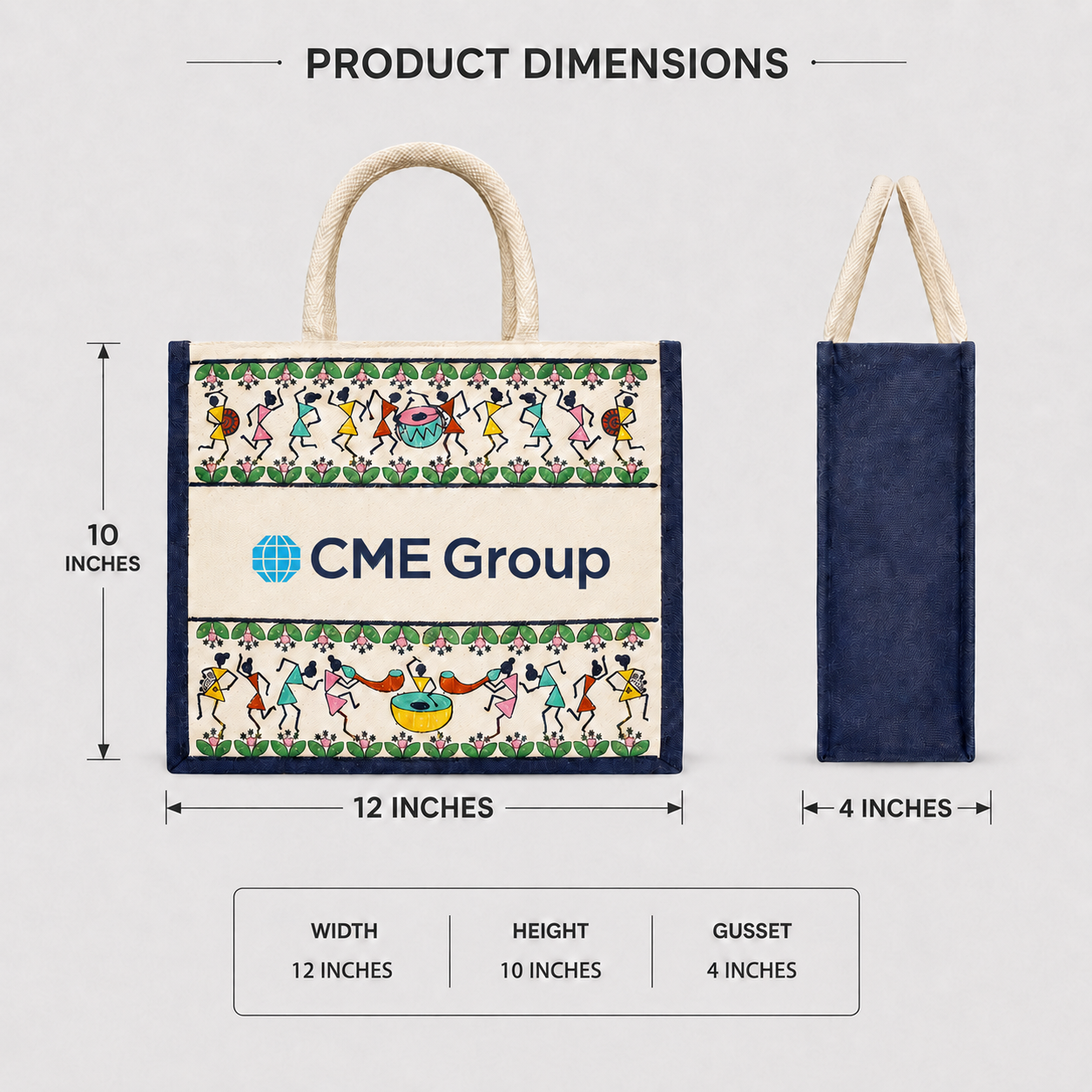 Tribal Beats Warli Hamper Bag - Navy Blue