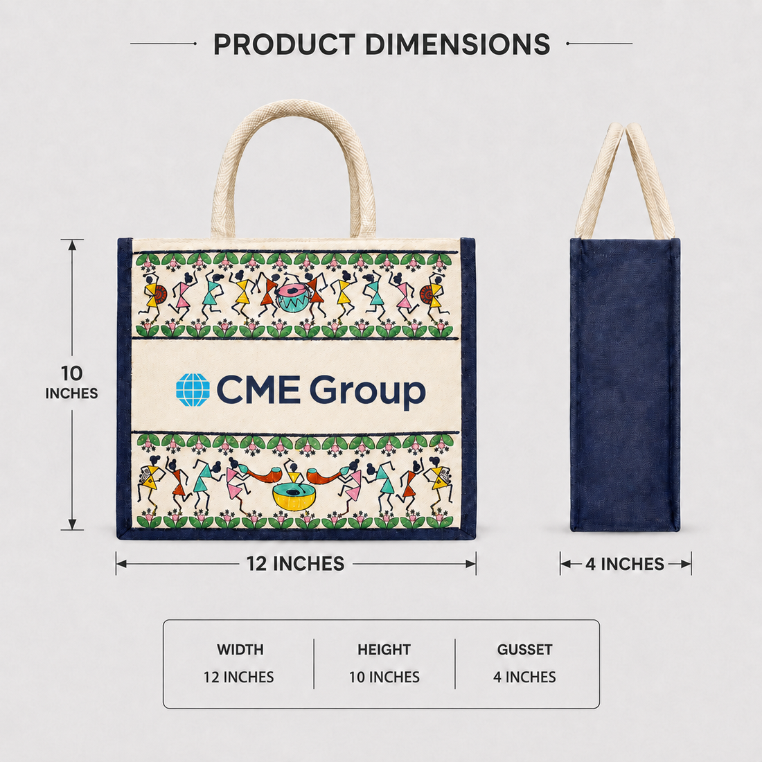 Tribal Beats Warli Hamper Bag - Navy Blue