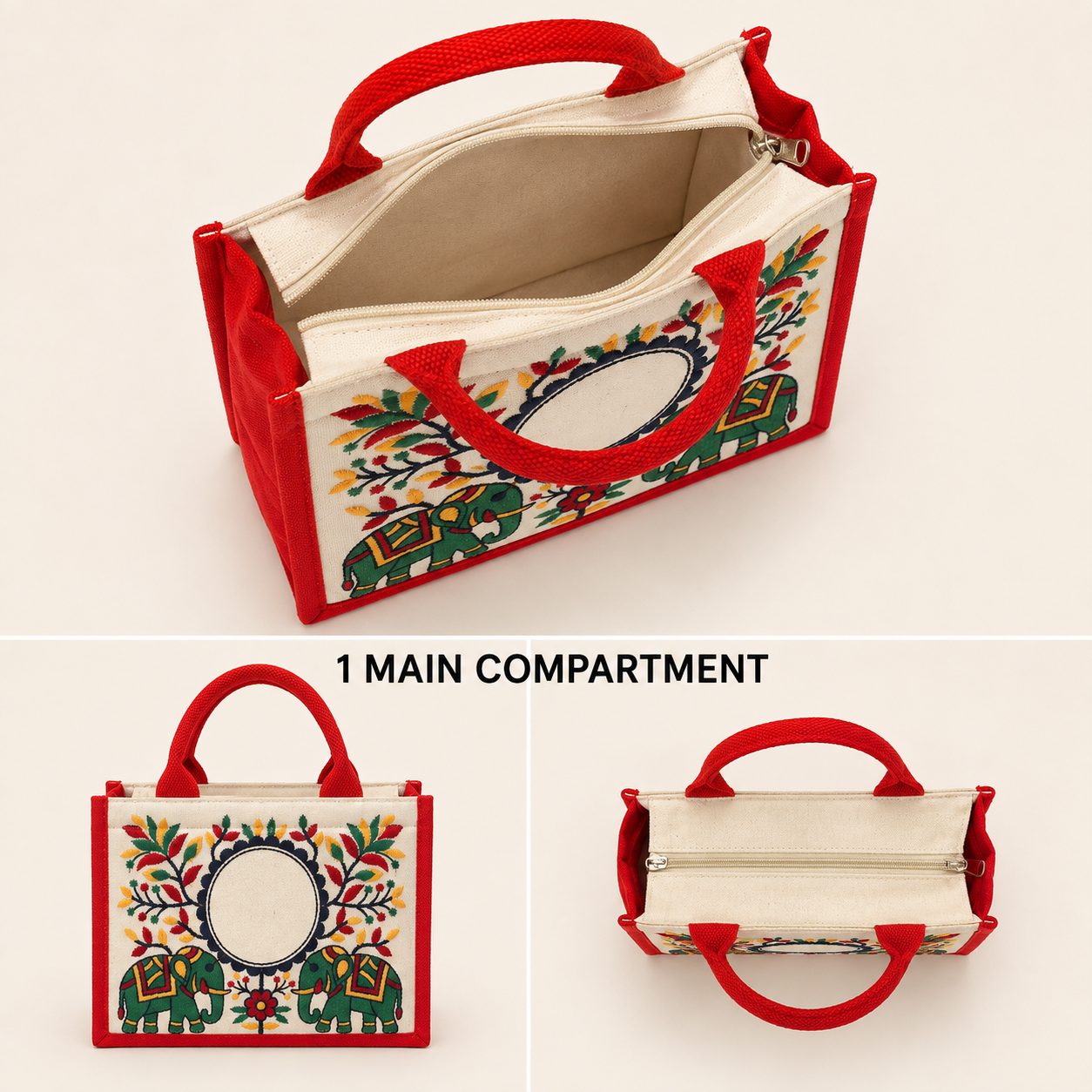 Twin Elephant Embroidered Hamper Bag