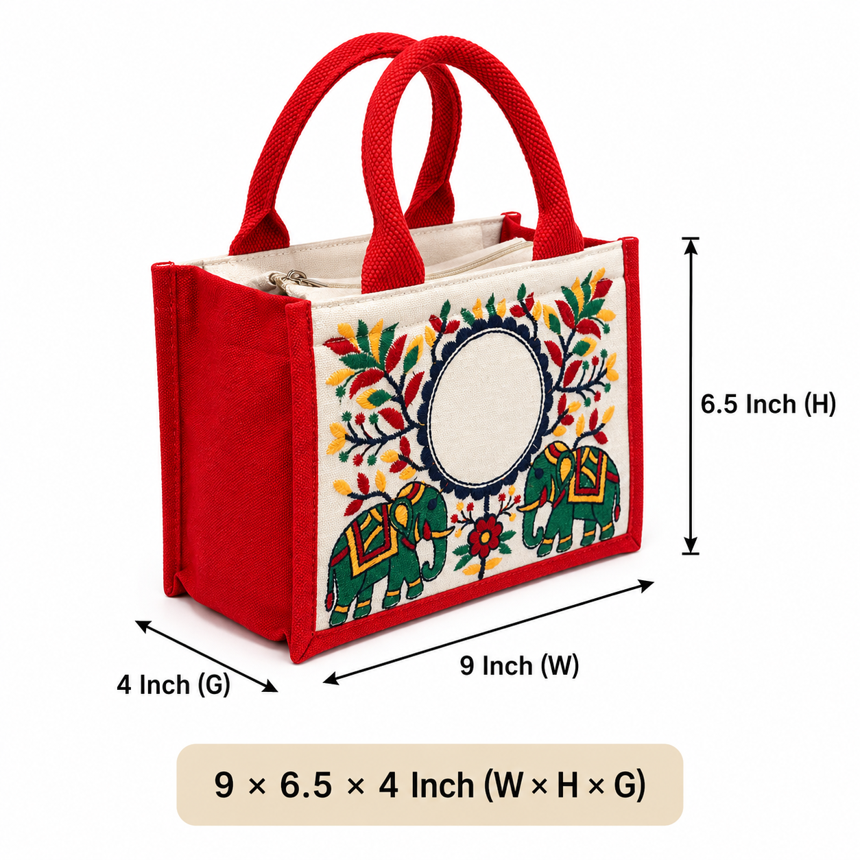 Twin Elephant Embroidered Hamper Bag