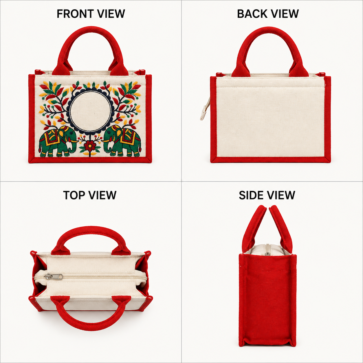 Twin Elephant Embroidered Hamper Bag